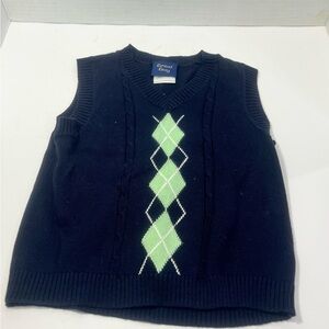 Green Dog Kids Argyle Knit Vest - Navy and Green